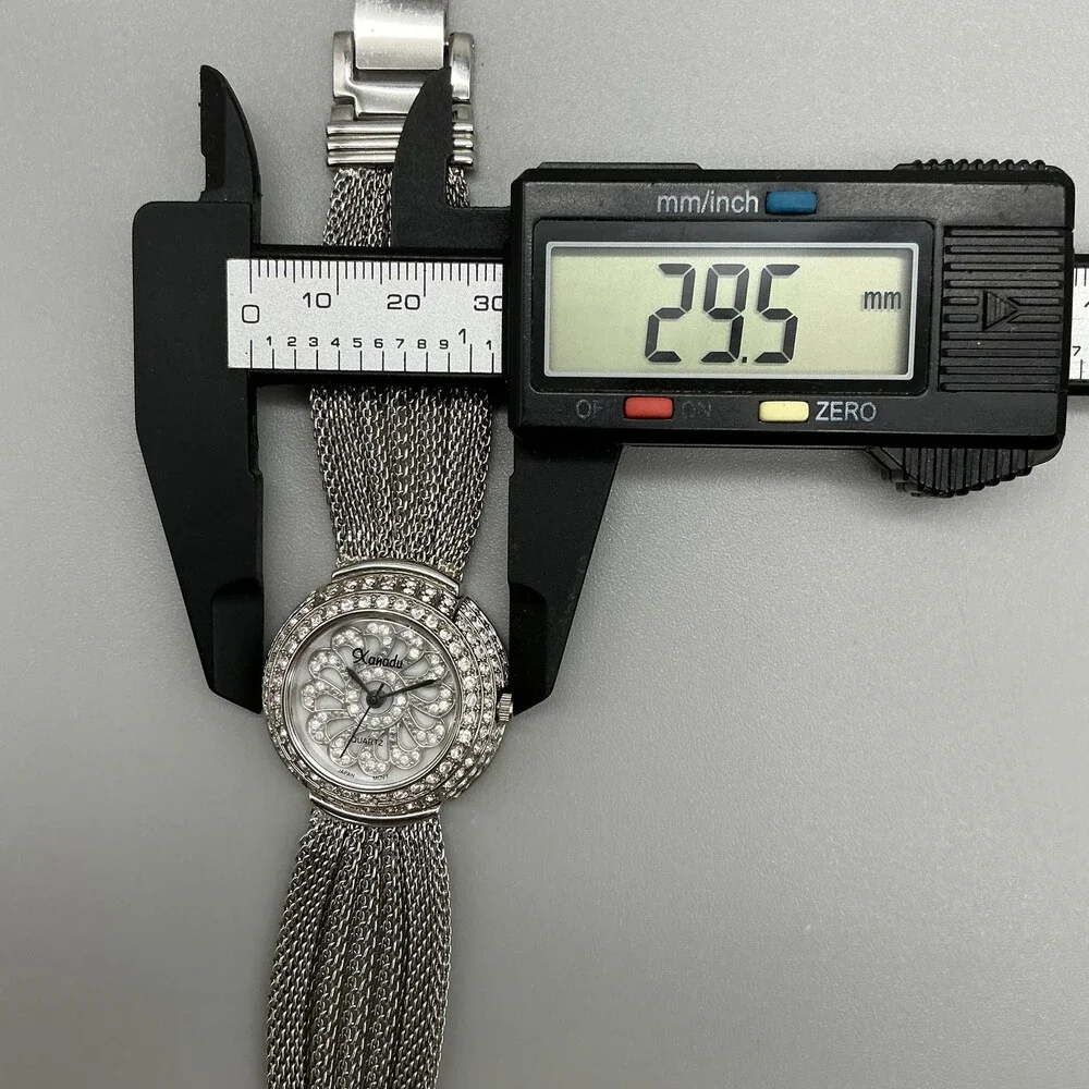 Xanadu Womens Watch 30mm Silver Crystal Bezel Mesh Band New Battery 6.5